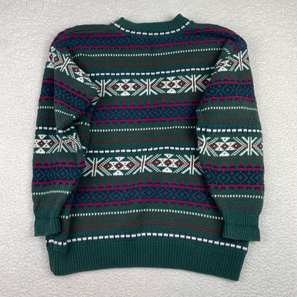 Vintage Fair Isle Nordic Green Blue Red Sweater