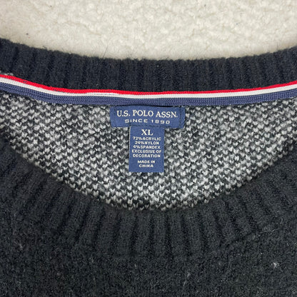 US Polo Assn Star Graphic Boxy Black Sweater