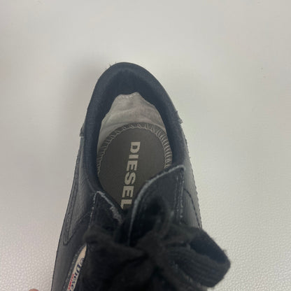 Y2K Diesel Black Leather Low Top Sneakers 7.5 Grunge Streetwear