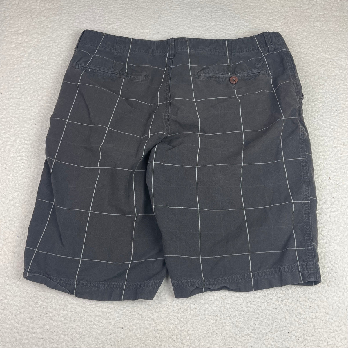 American Eagle Dark Grey Windowpane Grid Cotton Shorts 36 Preppy Casual