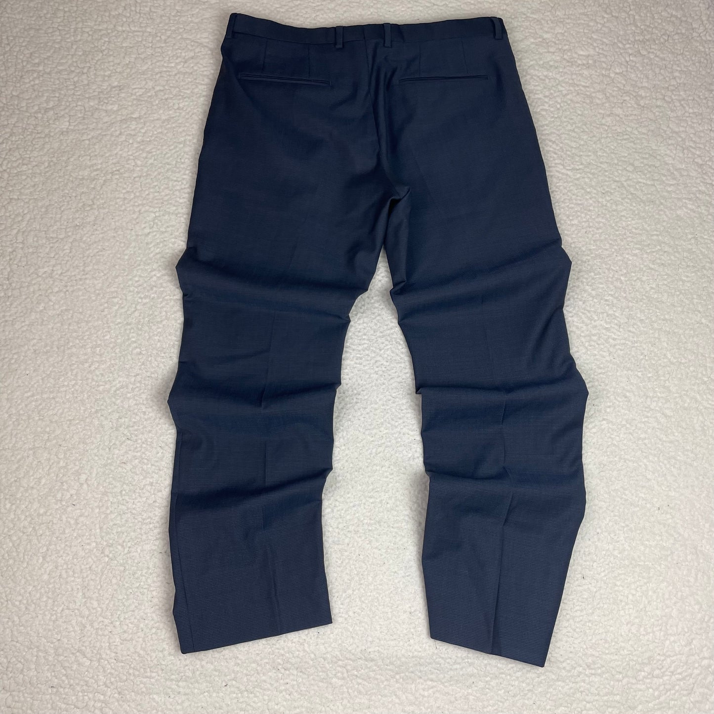 Hugo Boss Amaro Heise Blue Micro Check Slack Pants