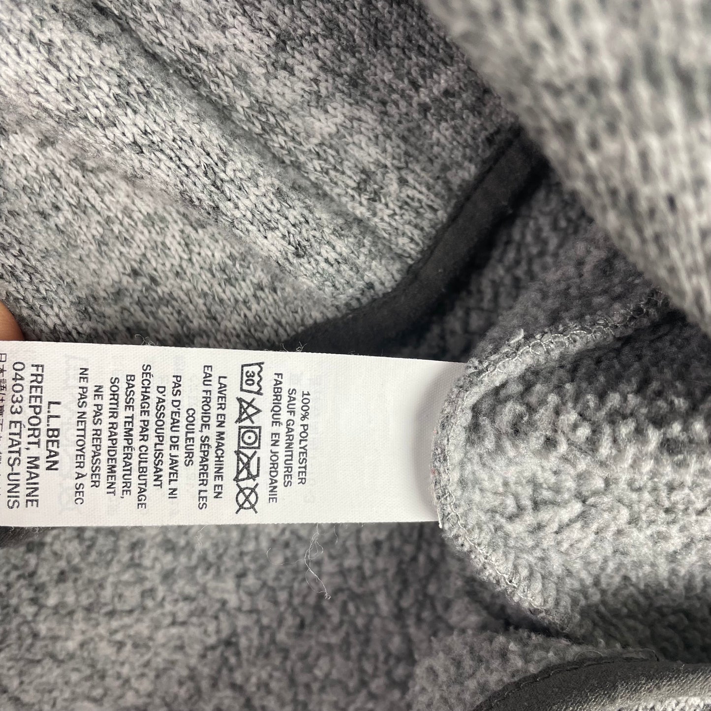 L.L.Bean Grey Heather 1/4 Snap Mock Neck Sweater Fleece