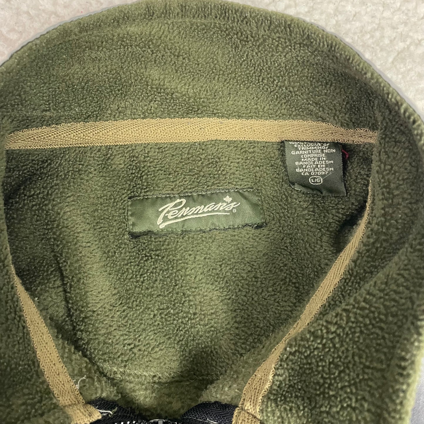 Vintage Sage Green Mixed Material Zip Up Fleece Jacket