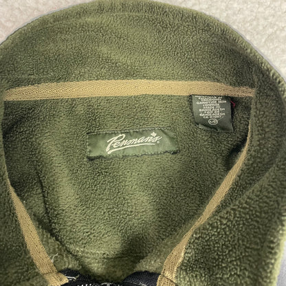 Vintage Sage Green Mixed Material Zip Up Fleece Jacket