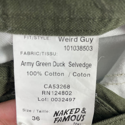 Naked & Famous Army Green Duck Selvedge Jeans