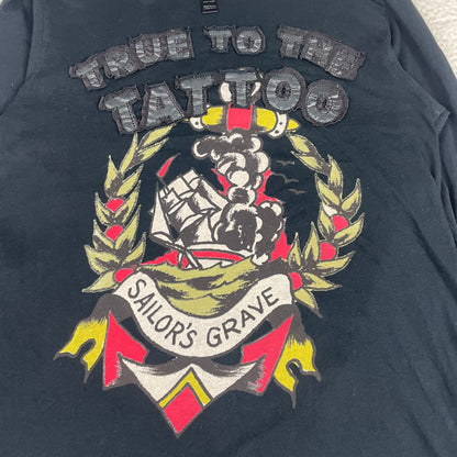 Y2K Ed Hardy Black Sailor's Grave Tattoo Graphic Long Sleeve Shirt L