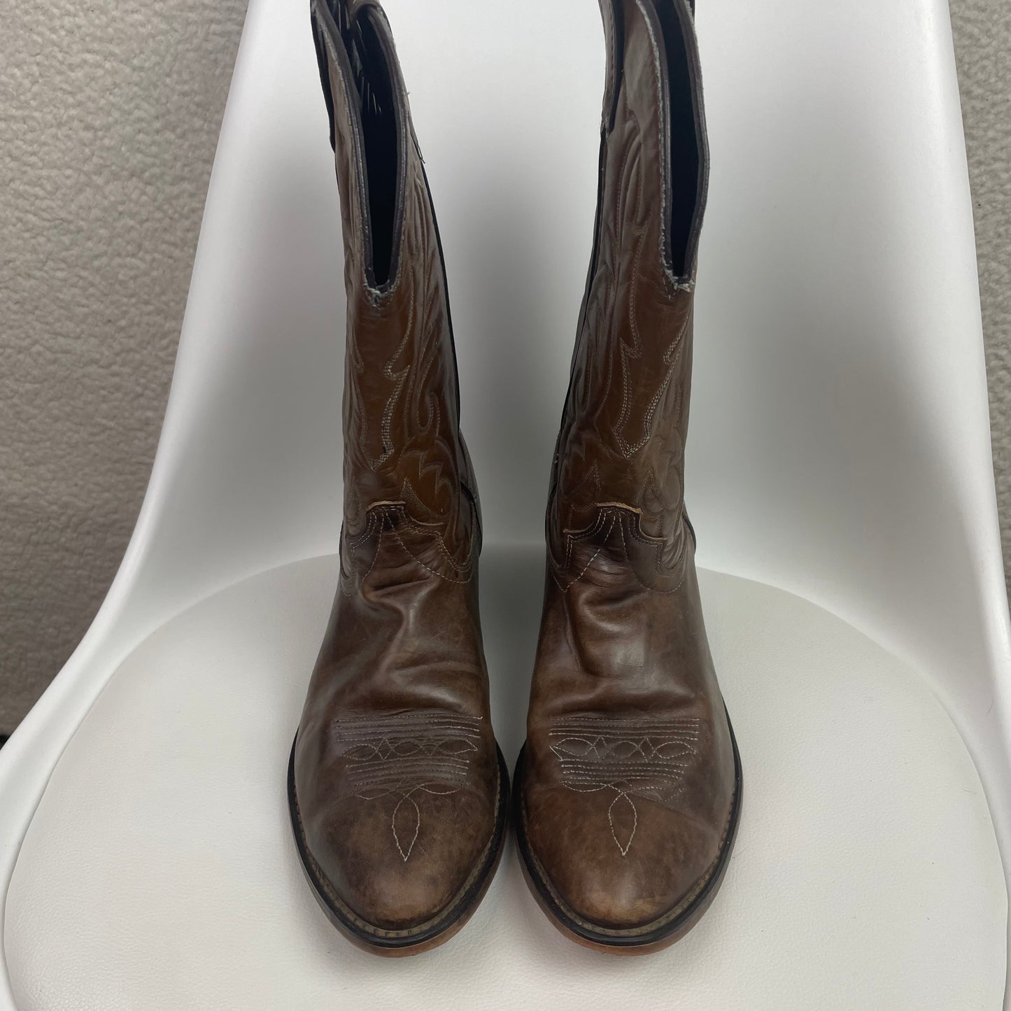 Vintage Laredo Roper Brown Genuine Leather Cowboy Boots