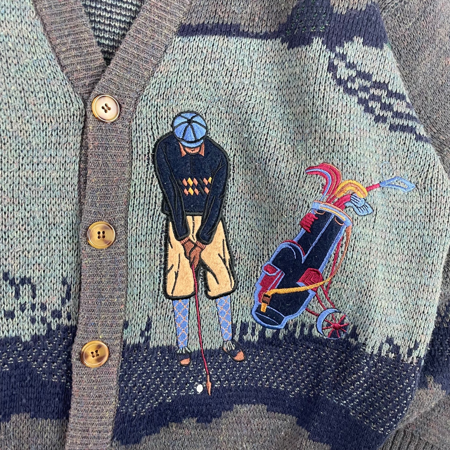 Vintage Arnold Palmer Golf Embroidery Indigo Cardigan Sweater