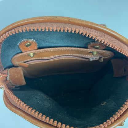 Vintage Dooney & Bourke Black Tan All-Weather Leather Dome Satchel Bag