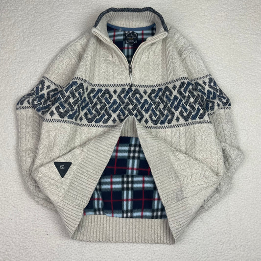 Point Zero Black Label Cable Knit 1/4 Zip Up Sweater