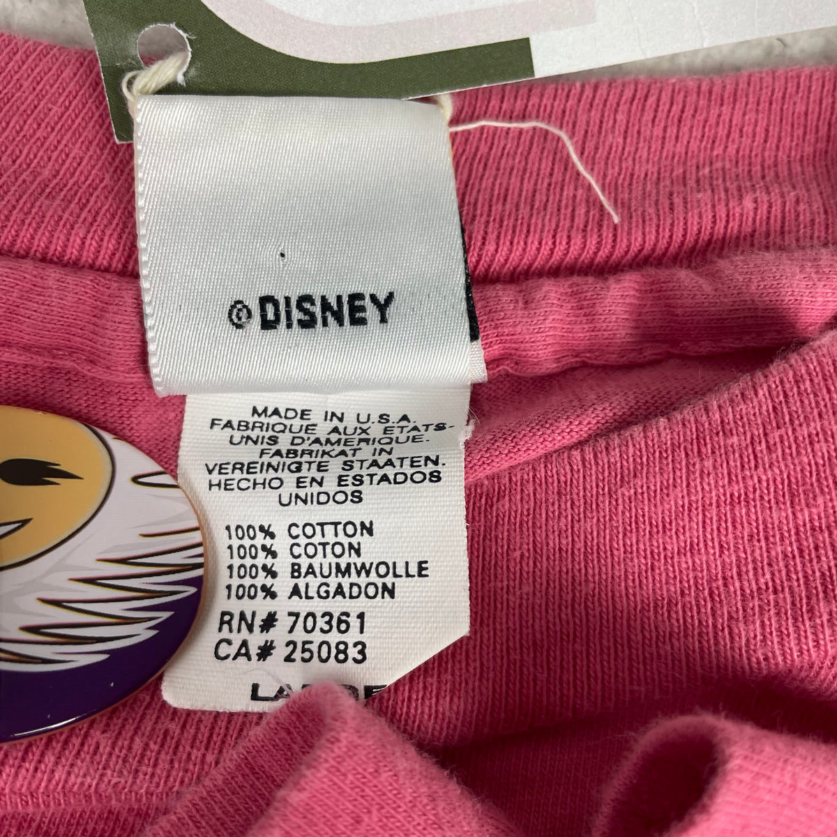 Vintage Disney Pink Lady & The Tramp Embroidered T-Shirt L USA Made