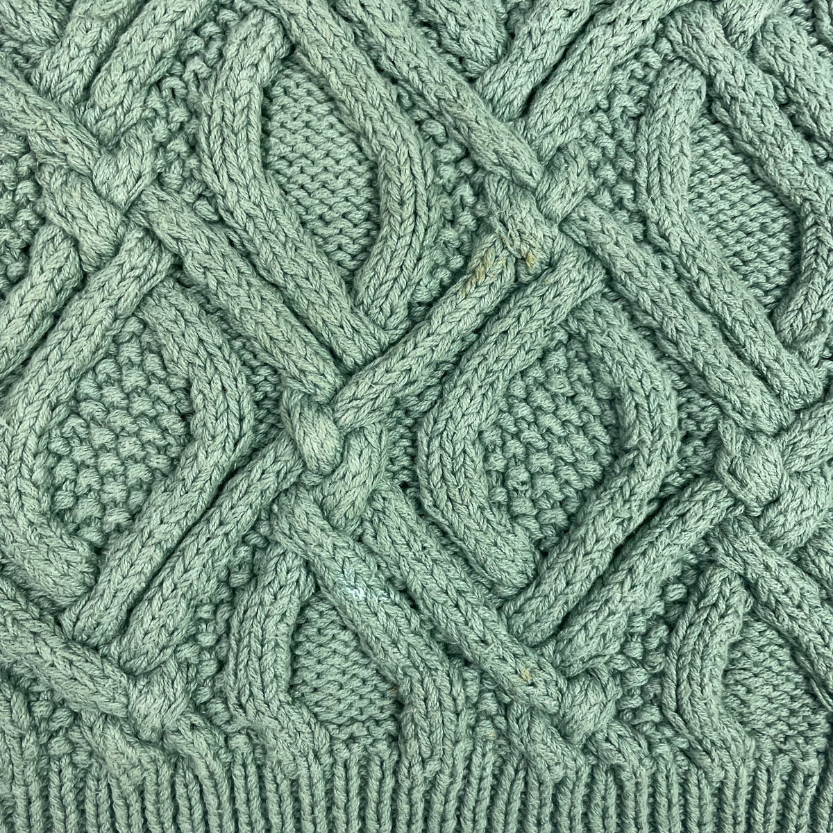 Vintage Eddie Bauer Sage Green 3D Knit Chunky Fisherman Sweater L Preppy