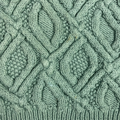 Vintage Eddie Bauer Sage Green 3D Knit Chunky Fisherman Sweater L Preppy