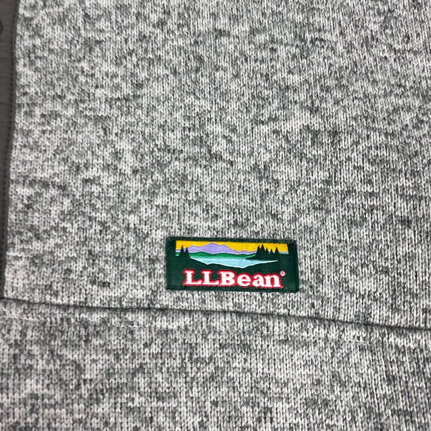 L.L.Bean Grey Heather 1/4 Snap Mock Neck Sweater Fleece