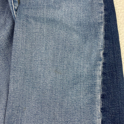 Gap Two-Tone Medium Indigo '70s Flare High Rise Panelled Jeans 28 Raw Hem