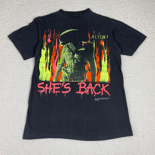 Vintage Single Stitch Alien 3 1992 She's Back Black Shirt