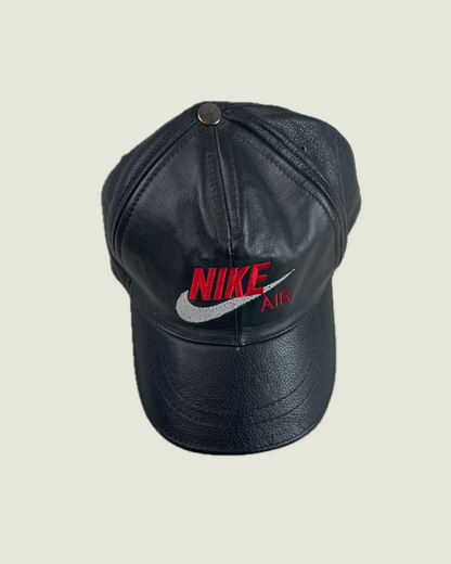 Vintage Nike Black Leather Strapback Hat
