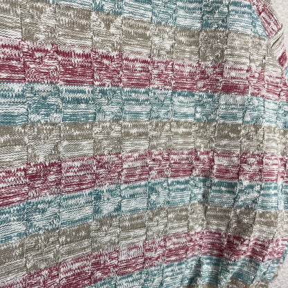 Vintage Rainbow Paneled 3D Knit Drop Shoulder Sweater