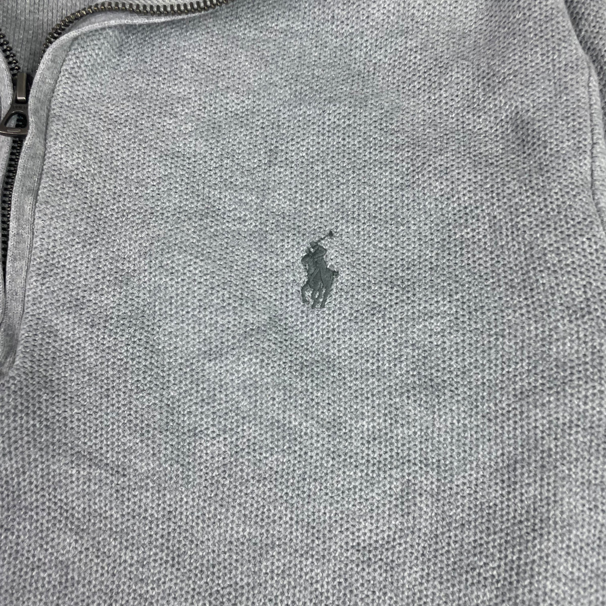Polo Ralph Lauren Grey Textured 1/4 Zip Up Sweater L Quiet Luxury Preppy