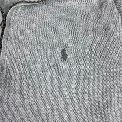 Polo Ralph Lauren Grey Textured 1/4 Zip Up Sweater L Quiet Luxury Preppy