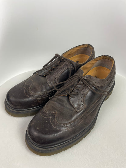 Unisex Doc Martens Wingtip Brogue Oxford Brown Leather Shoes