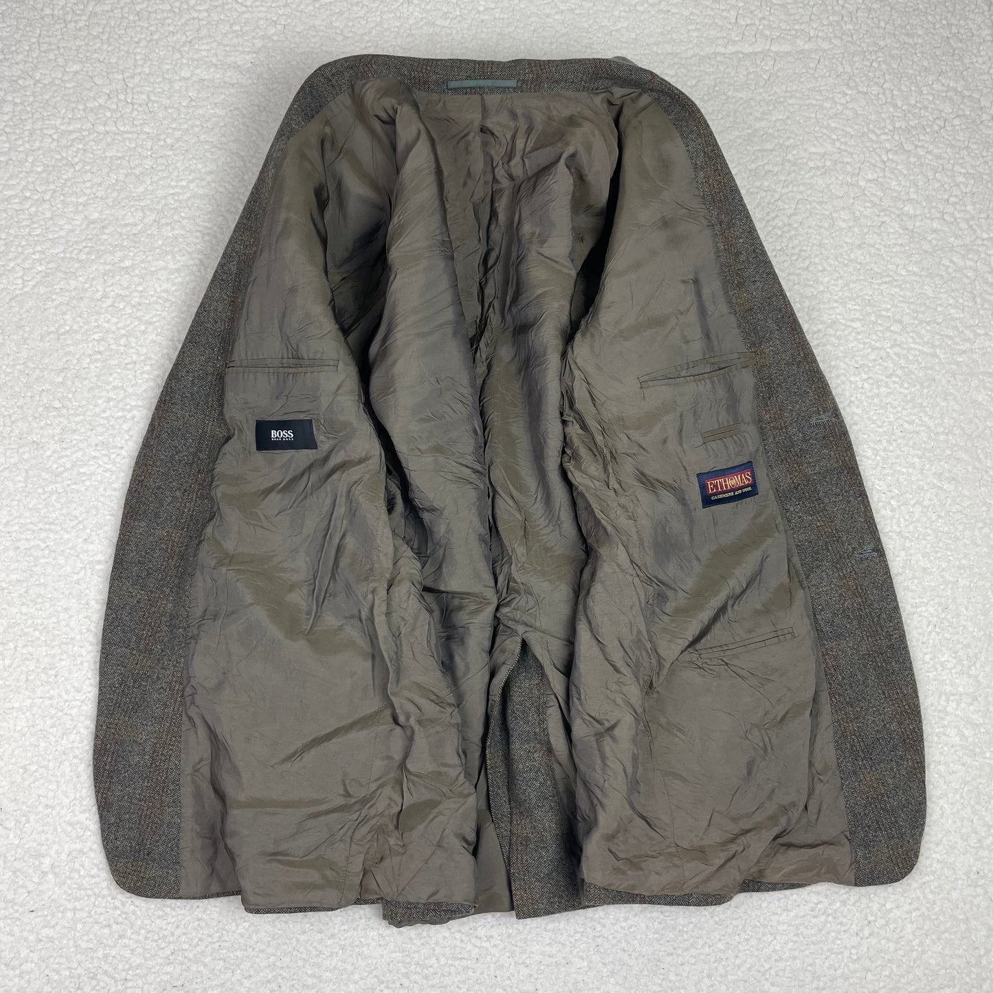 Vintage Hugo Boss Bertolucci Brown Tweed Virgin Wool Cashmere Blazer