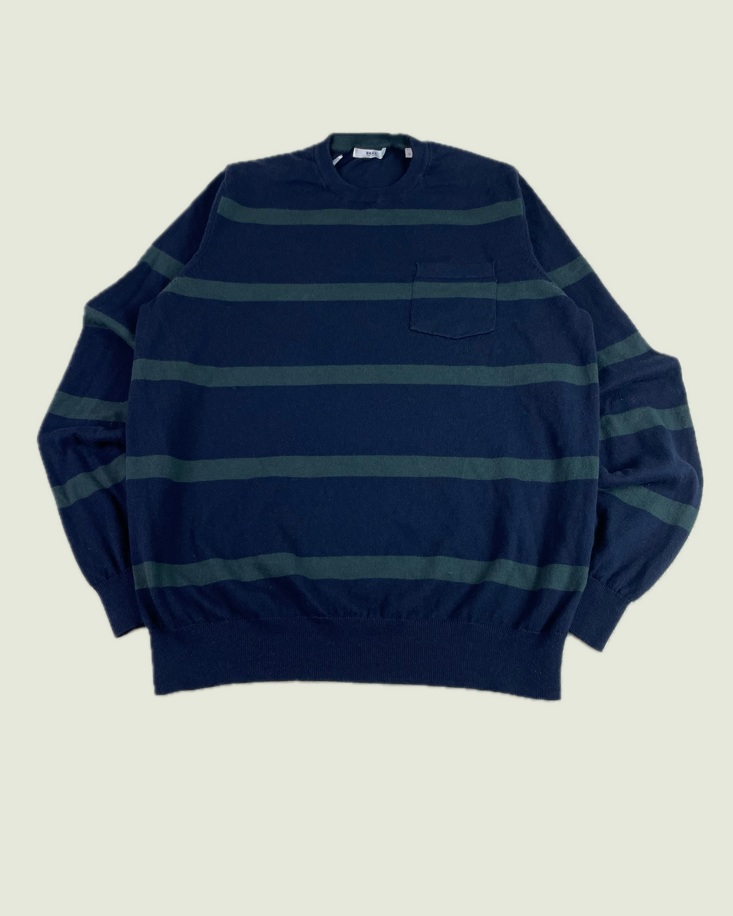 Brax Rick Pullover Navy Green Crew Neck Sweater