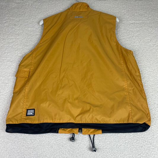 Y2K TXT Yellow Nylon Utility Gorpcore Multi-Pocket Full Zip Vest M