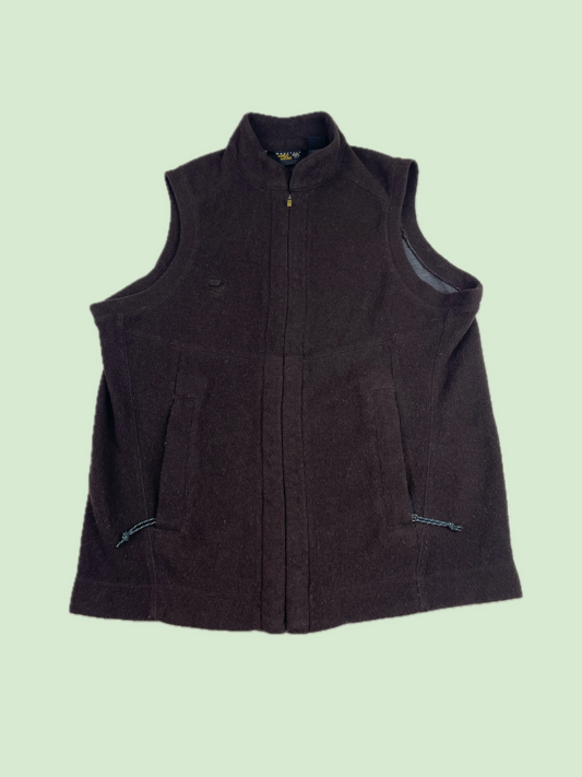 Mountain Hardwear Wool Brown Fleece Full Zip Vest
