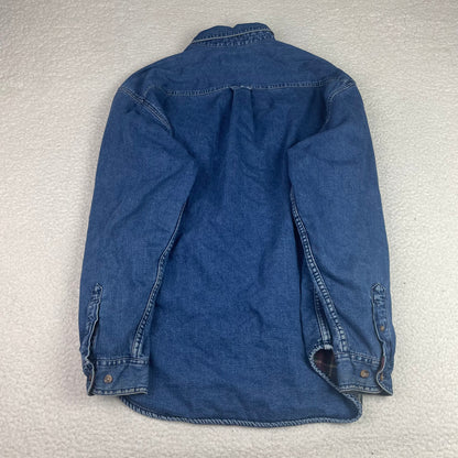 Eddie Bauer Snohomish Blue Denim Flannel Lined Button Up Shirt L