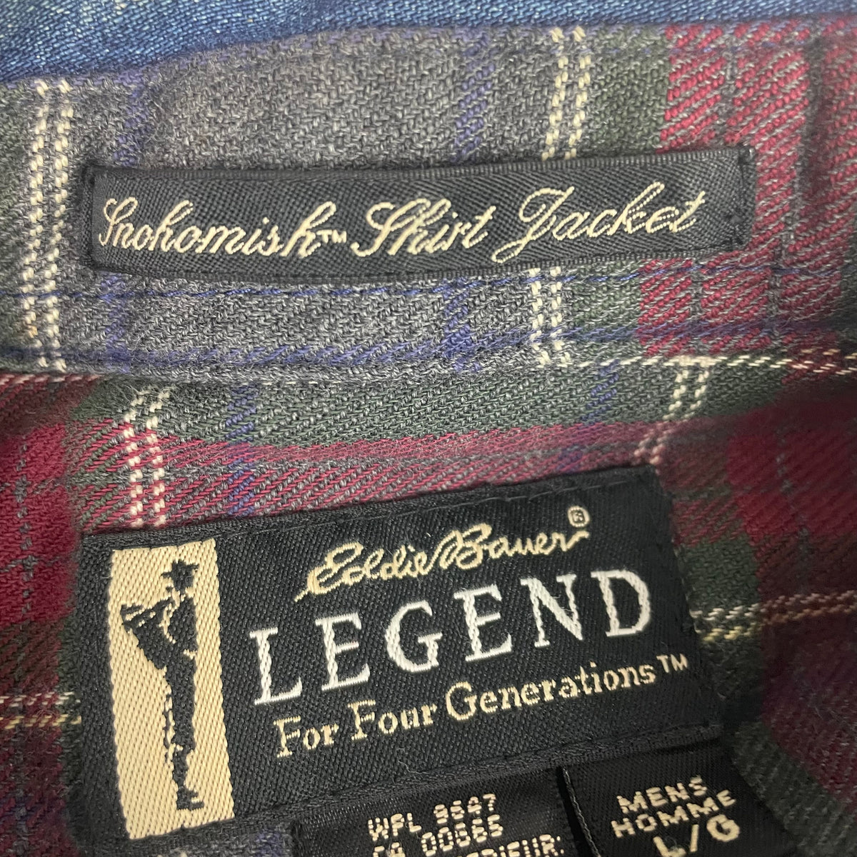 Eddie Bauer Snohomish Blue Denim Flannel Lined Button Up Shirt L