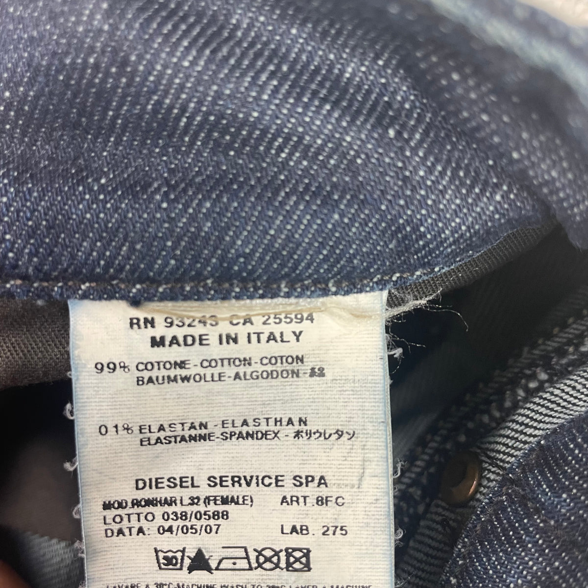 Y2K Diesel Ronhar Dark Wash Stretch Denim Flare Jeans 27 Made In Italy
