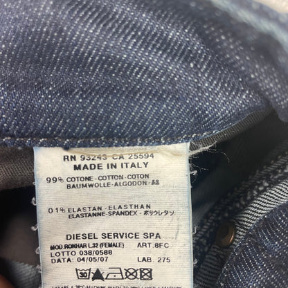 Y2K Diesel Ronhar Dark Wash Stretch Denim Flare Jeans 27 Made In Italy