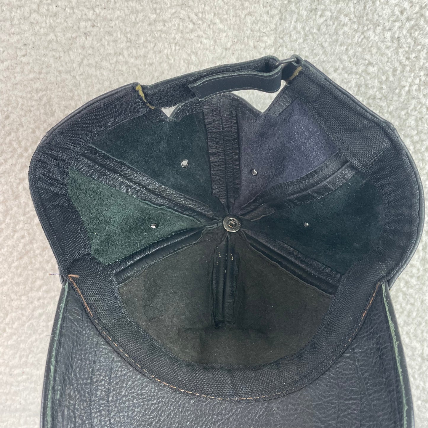 Vintage Nike Black Leather Strapback Hat