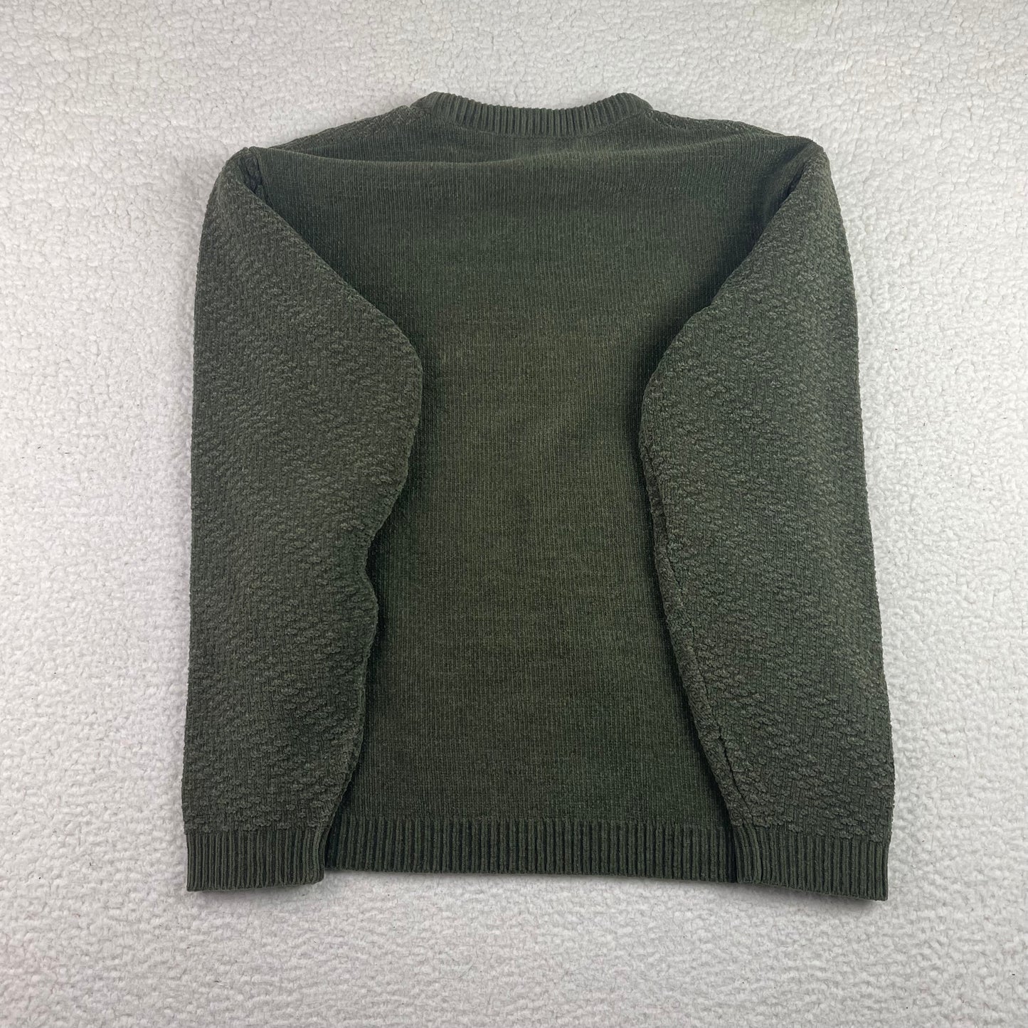 Vintage Chevron Knit Geometric Texture Sage Green Sweater