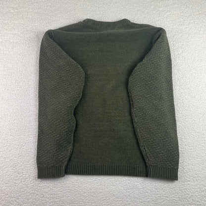 Vintage Chevron Knit Geometric Texture Sage Green Sweater