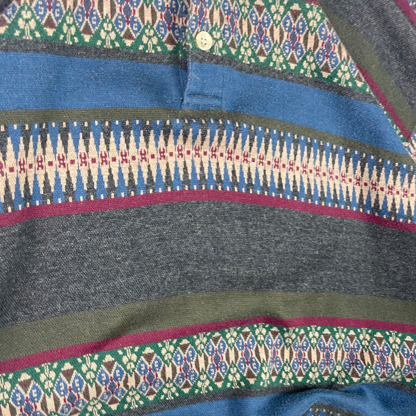 Vintage Riggins Fair Isle Aztec Long Sleeve Polo Sweater
