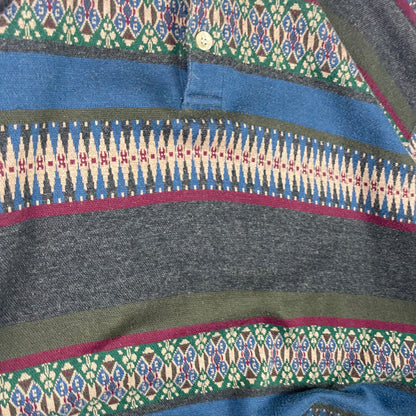Vintage Riggins Fair Isle Aztec Long Sleeve Polo Sweater