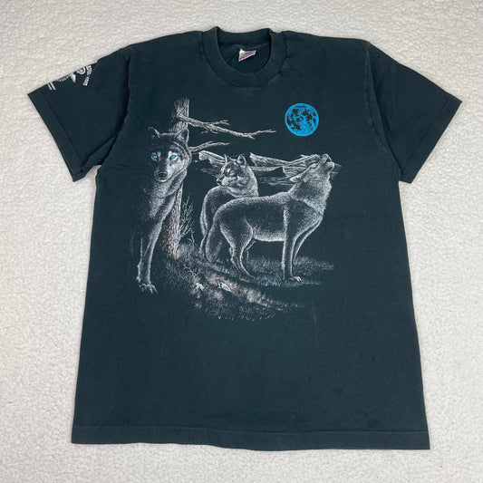 Vintage First Nation Wolves in Nature Single Stitch Shirt