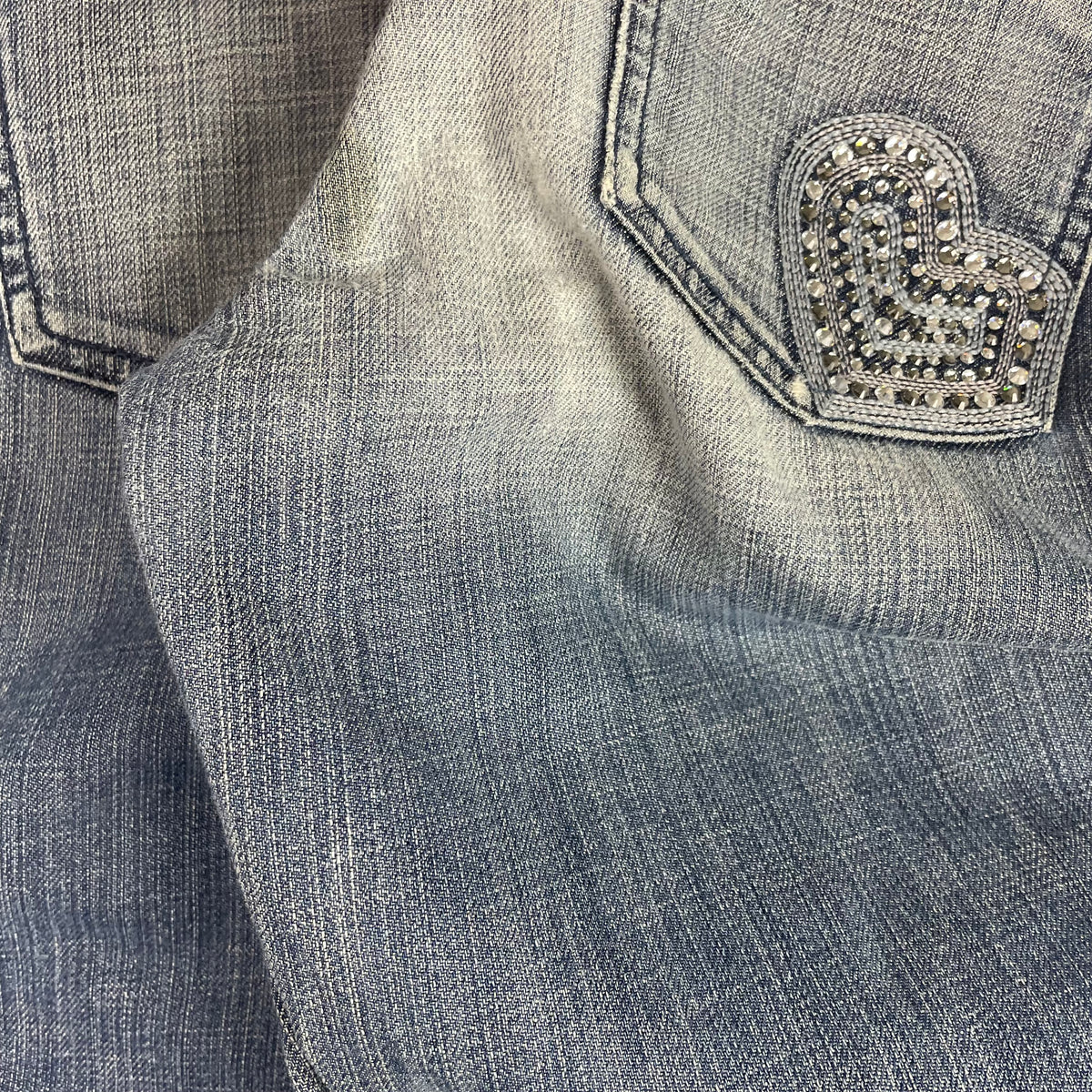 Y2K Juicy Couture Blue Rhinestone Heart Bootcut Jeans 29 Coquette Gyaru