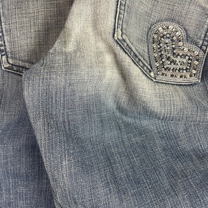 Y2K Juicy Couture Blue Rhinestone Heart Bootcut Jeans 29 Coquette Gyaru