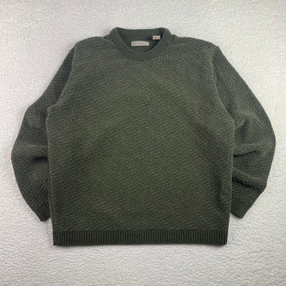 Vintage Chevron Knit Geometric Texture Sage Green Sweater