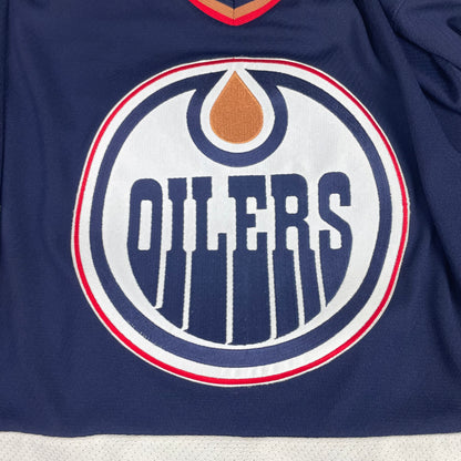 Vintage CCM Navy Blue Edmonton Oilers NHL Hockey Jersey Large