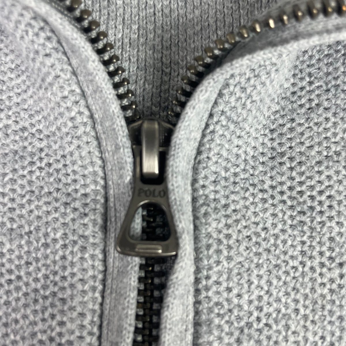 Polo Ralph Lauren Grey Textured 1/4 Zip Up Sweater L Quiet Luxury Preppy