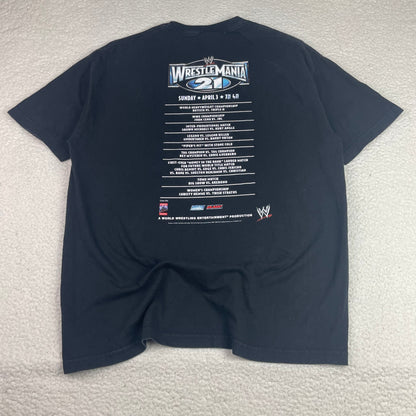 Y2K WWE WrestleMania 21 Goes Hollywood Black Graphic T-Shirt XL