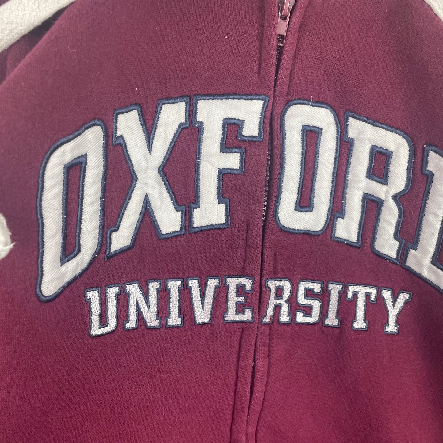 Vintage Official License Oxford University Red Zip Up Hoodie