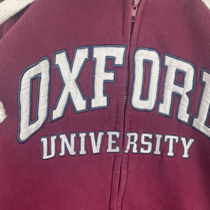 Vintage Official License Oxford University Red Zip Up Hoodie