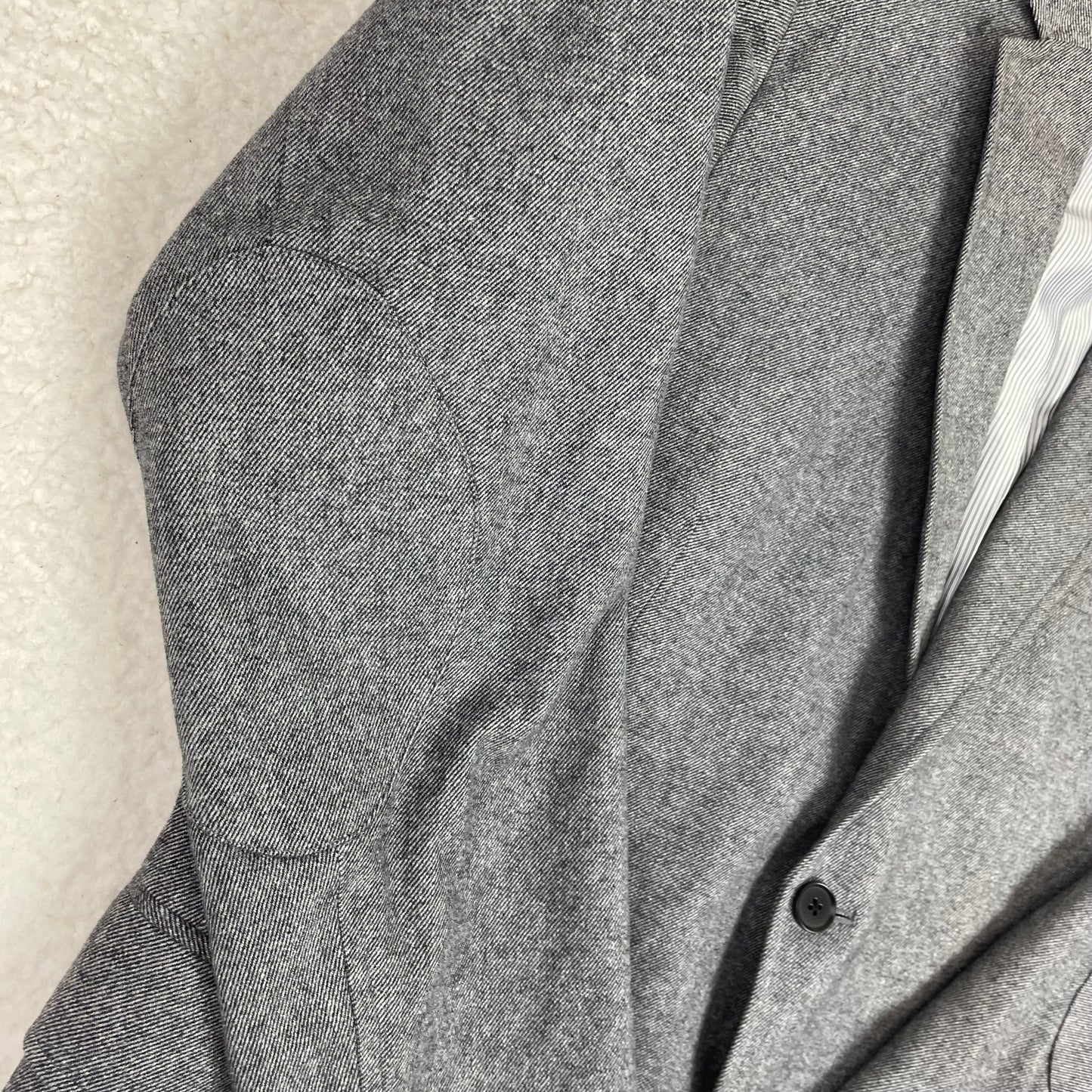 Banana Republic Elbow Patch Twill Gray Wool Blazer