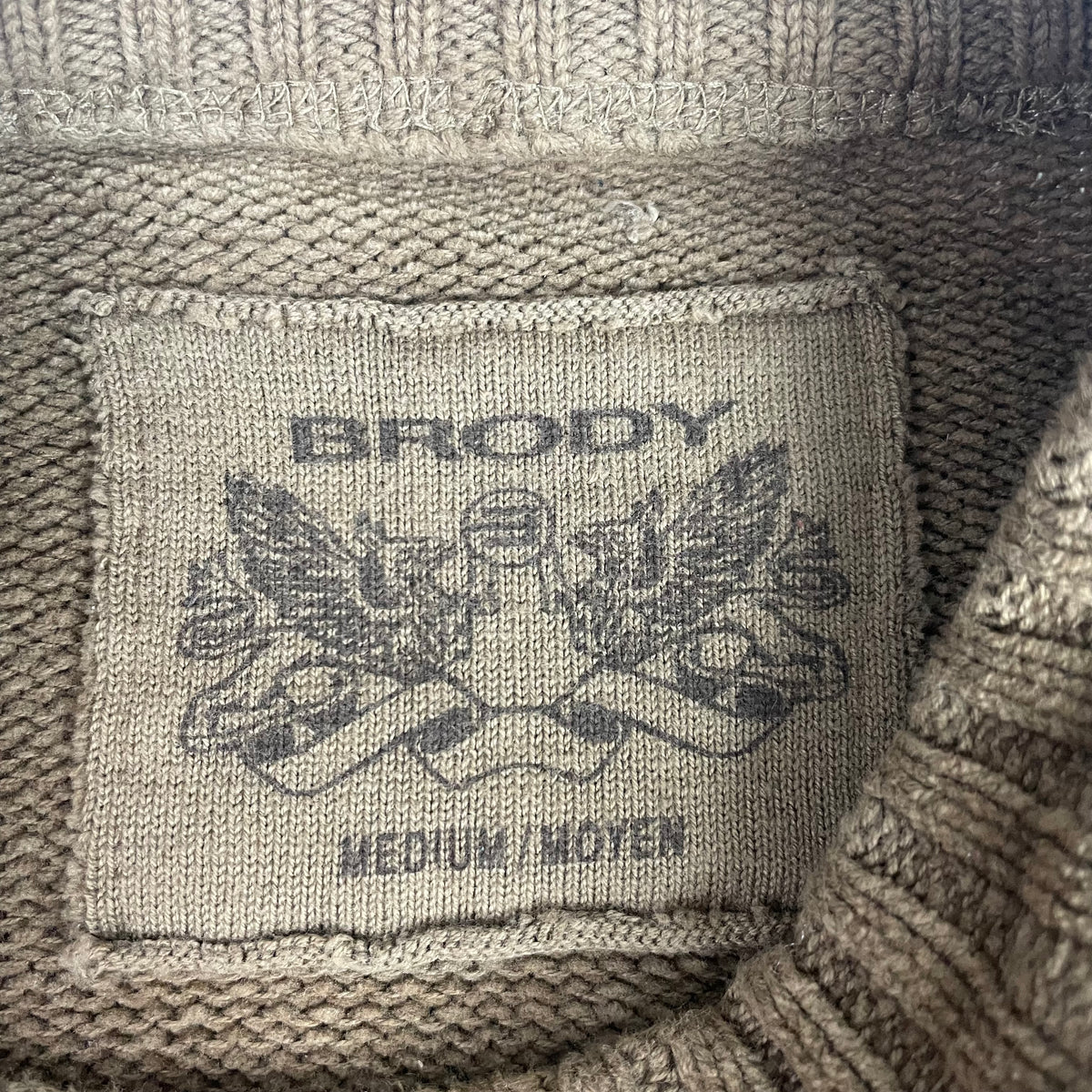 Brody Brown Ribbed Textured Knit Crewneck Sweater M Minimalist