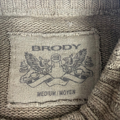 Brody Brown Ribbed Textured Knit Crewneck Sweater M Minimalist